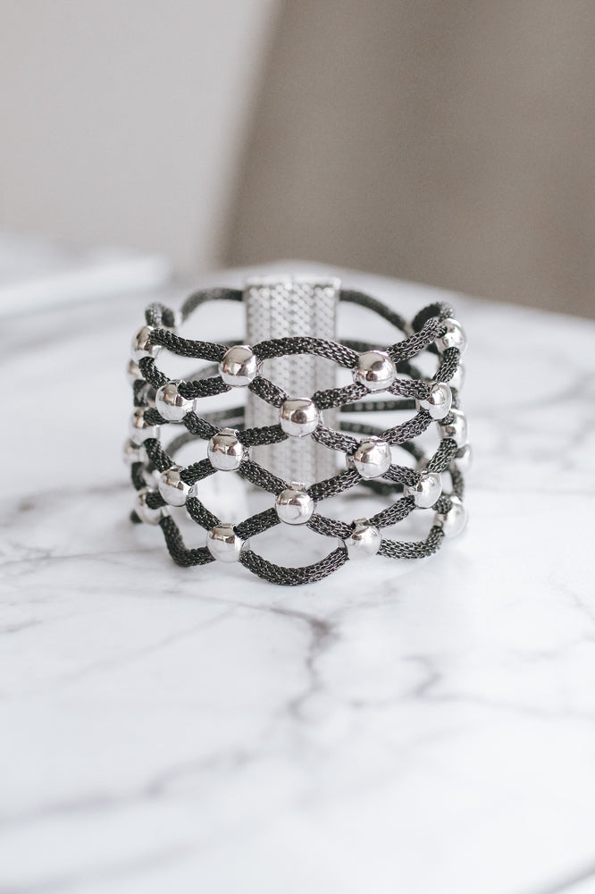 Open Mesh & Metal Ball Bracelet-Glitz & Ears Boutique