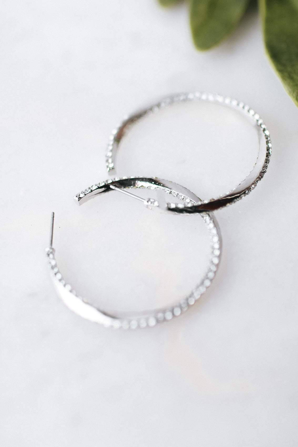 Rhinestone Hoop with Hammered Metal