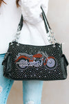 Rhinestone Motorcycle Pocket Sides Purse