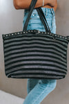 Rhinestone Stripe Thin Buckle Tote Purse