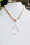 Large Crystal Drop Thick Chain Necklace