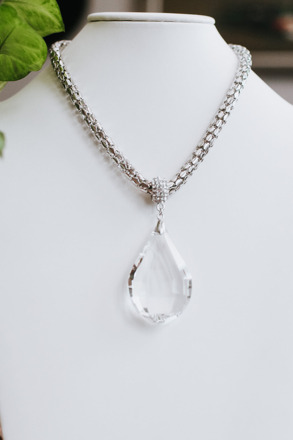 Vintage Silver Large Rock Crystal Pendant Necklace – Boylerpf