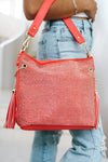 All Stone Front Tassel Side Small Purse