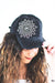 Distressed Rhinestone Flower Baseball Hat - Glitz & Ears