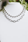 Thick Two Strand Ball & Chain Layer Necklace
