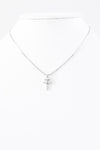 One Plain & One Rhinestone Mini Cross Necklace-Glitz & Ears Boutique
