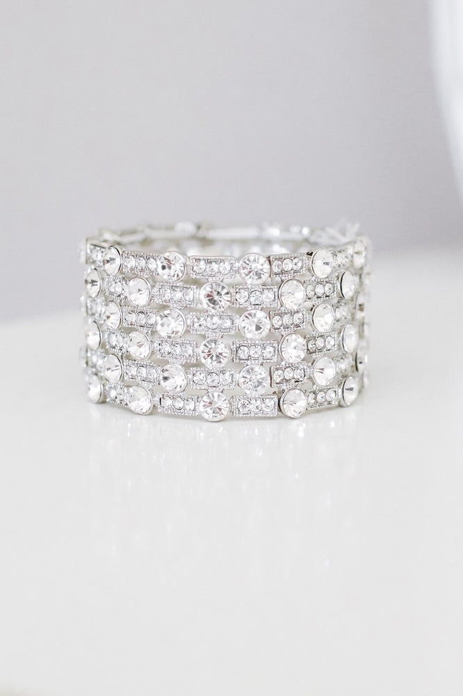 Rhinestone Bar Circle Stone Alt Bracelet