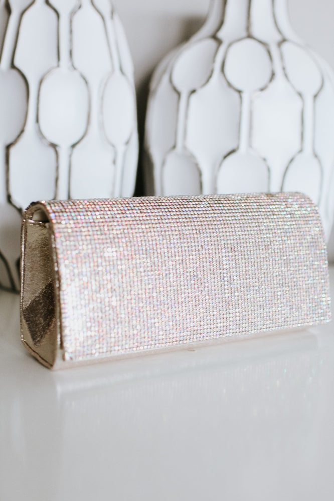 Rhinestone Flap Clutch