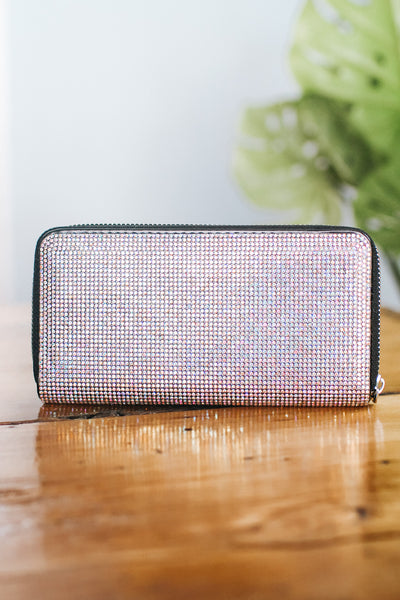 Zip Around Rhinestone Front & Back Wallet