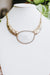 Large Oval Stone Metal Plate Sides Necklace