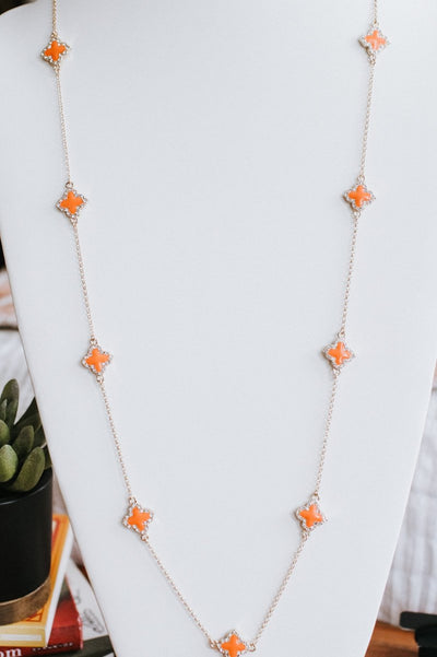 Clover on Chain with Stone Trim Necklace