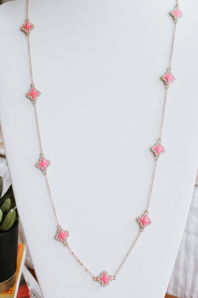 Clover on Chain with Stone Trim Necklace