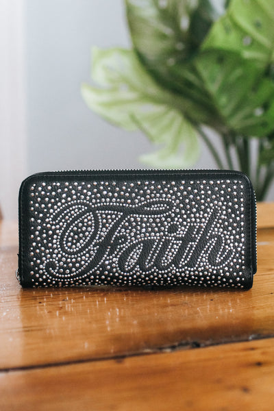 All Rhinestone Faith Outline Wallet