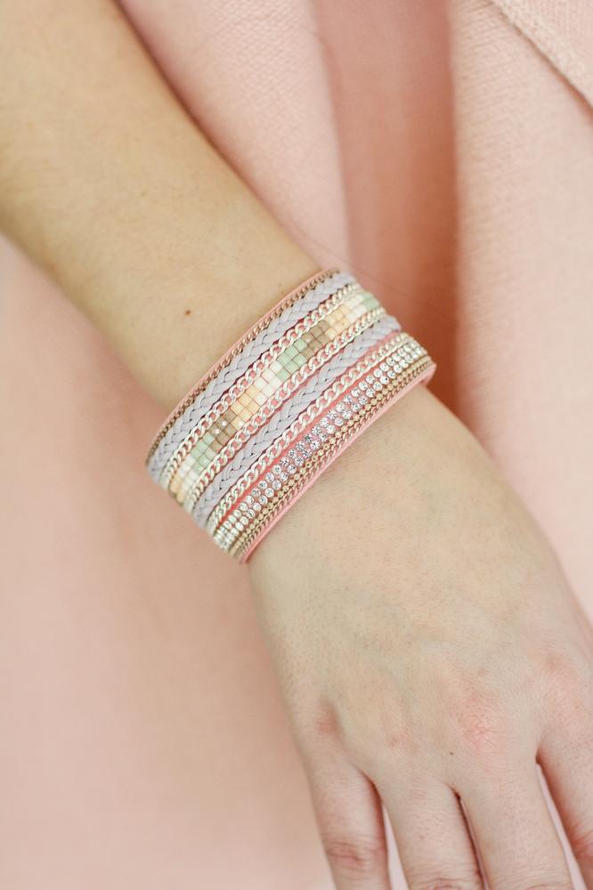 Thick Braid &amp; Square Stone Bracelet-Glitz &amp; Ears Boutique