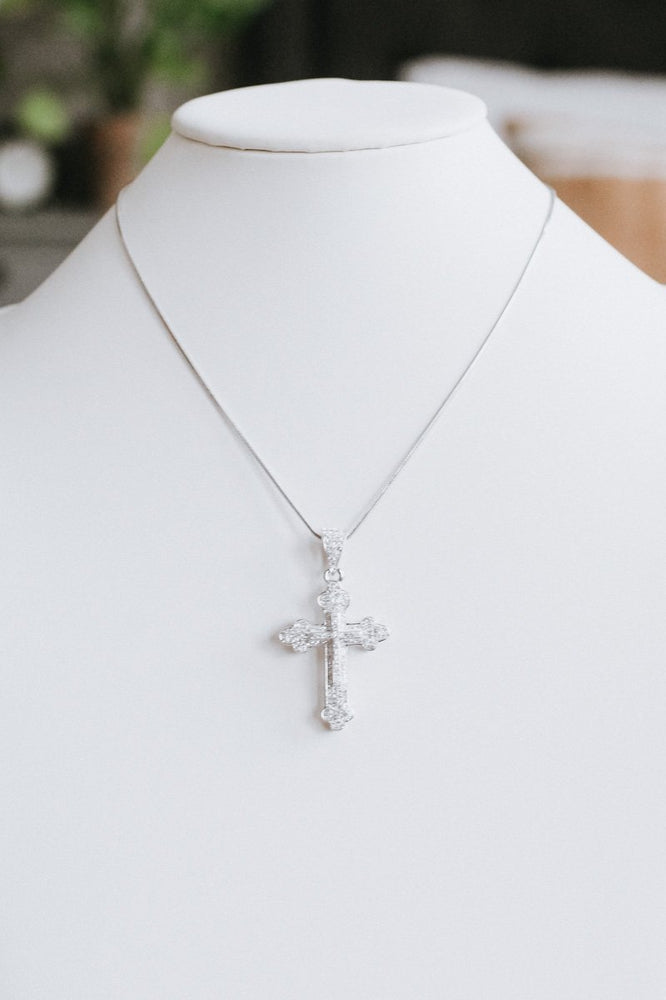 Thin Double Cross Round Ends Necklace