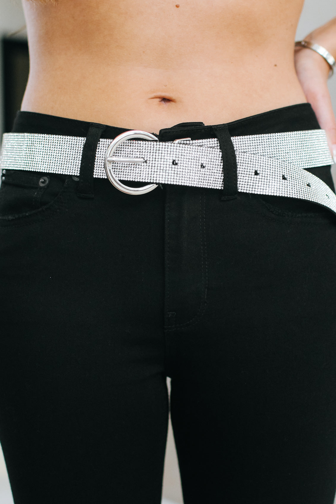 Rounded Belt Loop All Rhinestone Belt