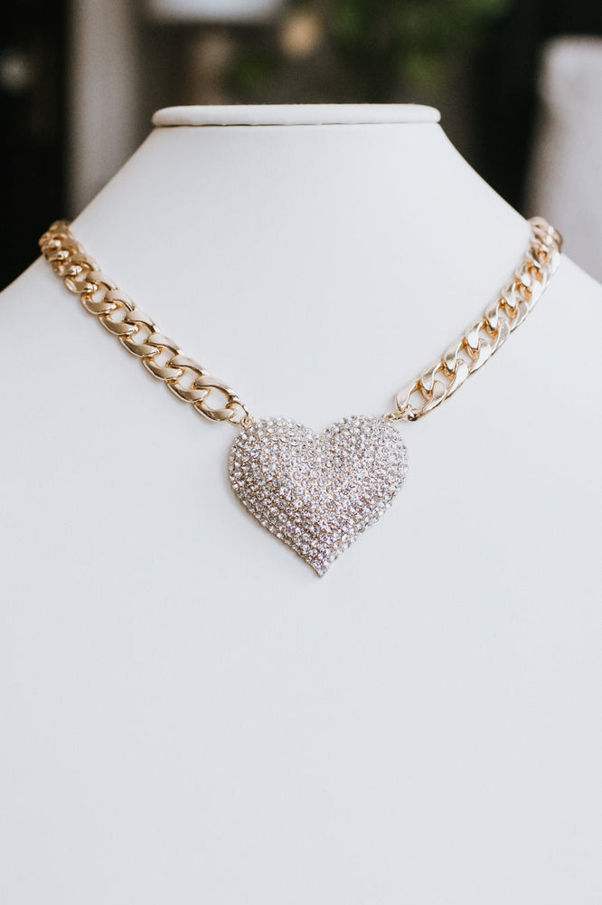 Heart Pendant Thick Chain Necklace - Glitz & Ears Boutique