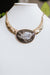 Large Oval Stone Metal Plate Sides Necklace