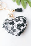 Rhinestone Spot Print Heart Keychain