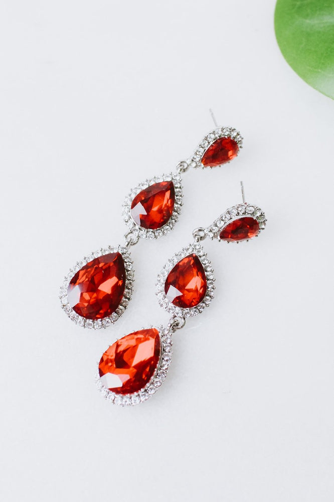 3 Teardrop Rhinestone Trim Earring