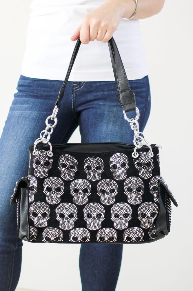 Rhinestone Skull Purse with Side Pockets-Glitz &amp; Ears Boutique