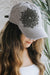 Distressed Rhinestone Flower Baseball Hat - Glitz & Ears