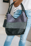 Colorblock with Stone Middle Leather Purse