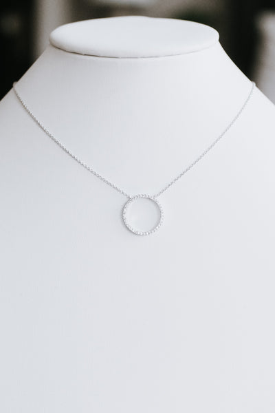 Dainty Open Rhinestone Circle Necklace