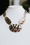 Hammered Plate Leather Chain Necklace