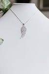 Large Rhinestone Metal Bottom Wing Necklace