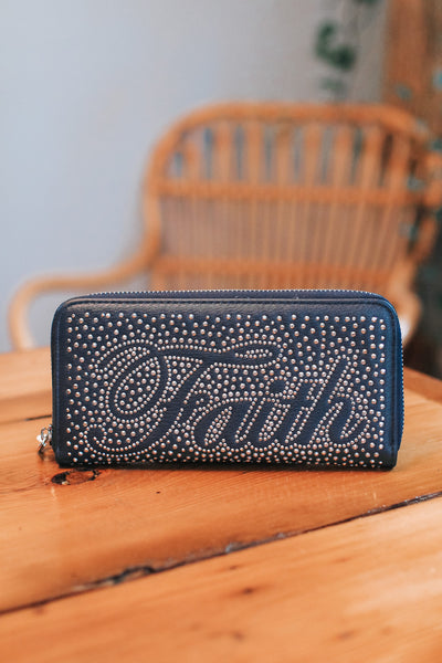 All Rhinestone Faith Outline Wallet