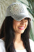 Distressed Rhinestone Flower Baseball Hat - Glitz & Ears