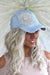 Distressed Rhinestone Flower Baseball Hat - Glitz & Ears